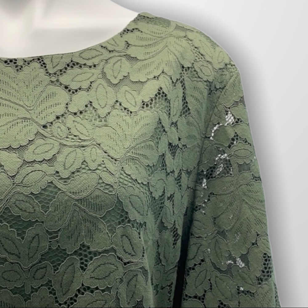 NWT BANANA REPUBLIC Green Lace Blouse sz XL - Picture 2 of 9